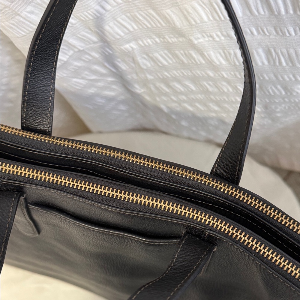 Fossil Black Leather Laptop Bag - Picture 6 of 11